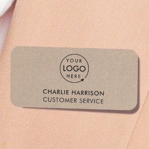 Rustic Kraft Logo Modern Business Employee Staff Name Tag