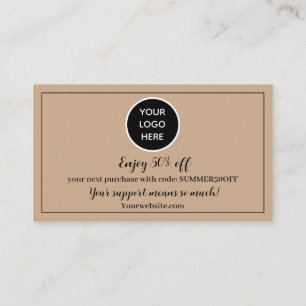Rustic kraft Logo Thank you Business Reward Punch Loyalty Card