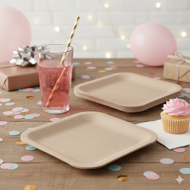 Rustic Kraft Look 7" Disposable Square Paper Plate (Creator Uploaded)