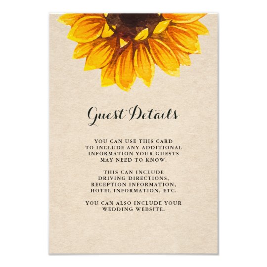 Rustic Kraft Look with Flower Guest Details Card