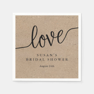 Rustic Kraft Love Bridal Shower Personalized Napkin