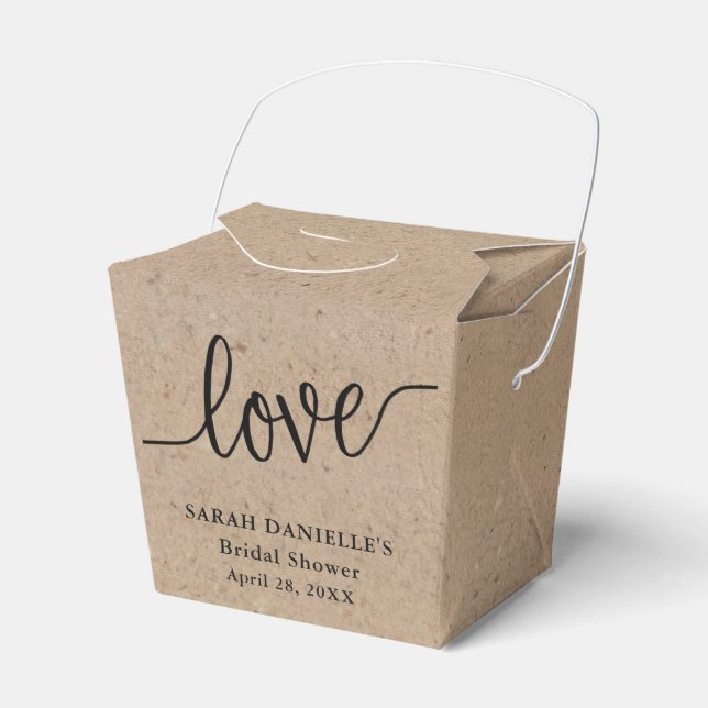 Rustic Kraft Love Custom Take Out Favor Box (Front Side)