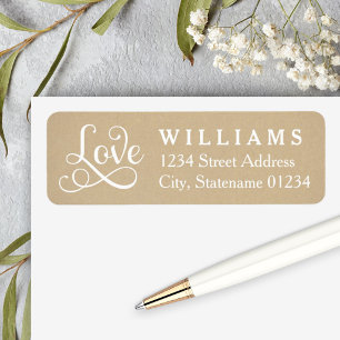 Rustic Kraft Love Script Wedding Address