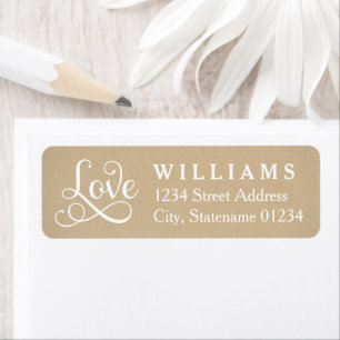 Rustic Kraft Love Script Wedding Address