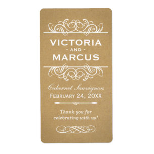 Rustic Kraft Mariage Monogram Vin bouteille Favori