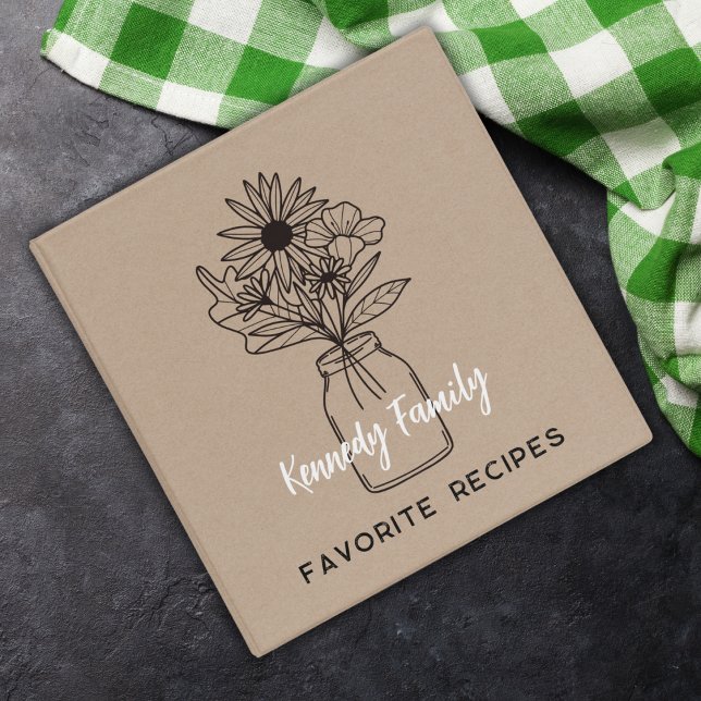 Rustic Kraft Mason Jar Family Recipe Cookbook Binder (Creator Uploaded)