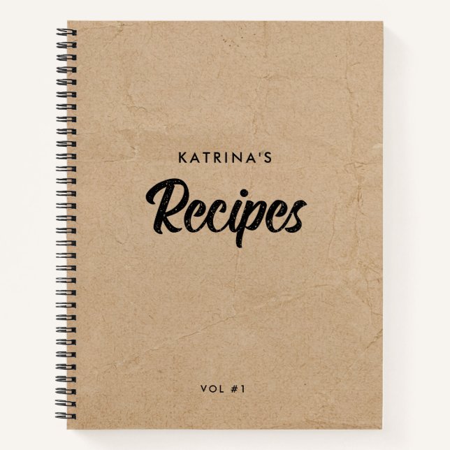 Rustic Kraft Measurement Conversion Chart Recipe Notebook (Front)