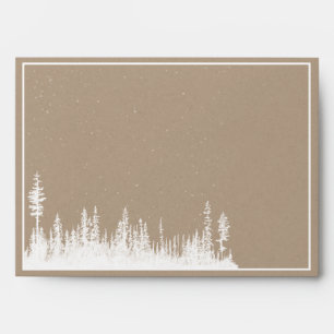 Rustic Kraft Merry Christmas White Woodland Envelope