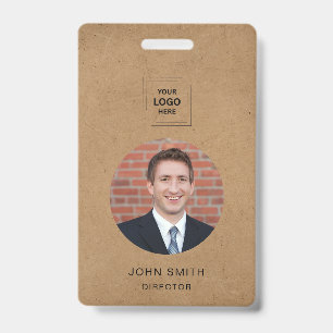 Rustic Kraft Minimal QR Employee Identity Badge