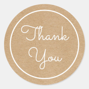 Rustic Kraft Modern Simple Chic Thank You Classic Round Sticker