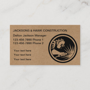 Rustic Kraft Modern Stylish Metallic Construction Business Card