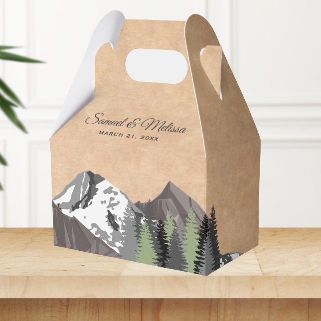 Rustic Kraft Mountain Forest Wedding Favor Box (Creator Uploaded)
