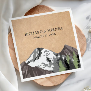 Rustic Kraft Mountain Forest Wedding Napkin