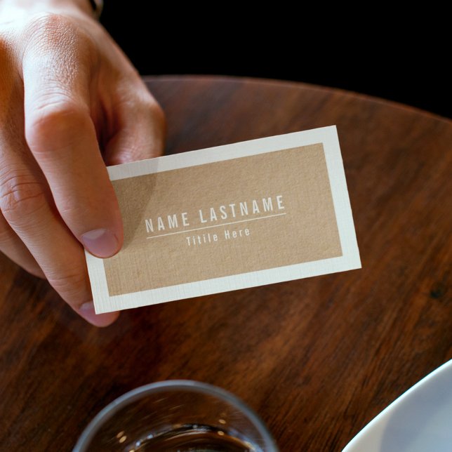 Rustic Kraft Natural Simple Basic White Frame Business Card (Creator Uploaded)