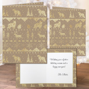 Rustic Kraft Nordic Sweater Gold Winter Animals Holiday Card