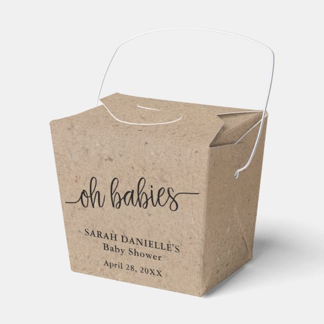 Rustic Kraft Oh Babies Custom Take Out Favor Box (Front Side)