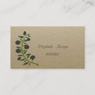 Rustic , Kraft, Olive Branch Business Card