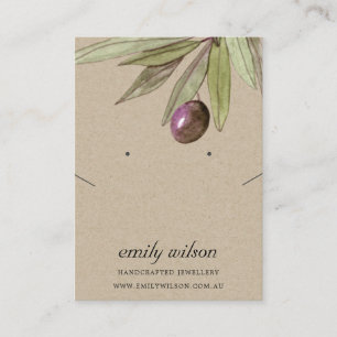 RUSTIC KRAFT OLIVE FAUNA EARRING NECKLACE DISPLAY BUSINESS CARD