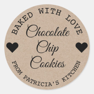Rustic Kraft Paper Baked With Love Cookies Classic Round Sticker