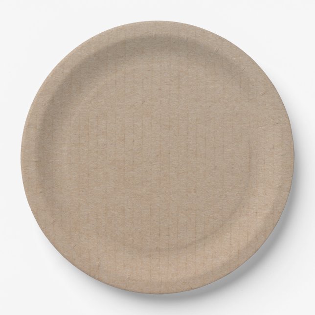 Rustic Kraft Paper Blank Template Custom  Paper Plate (Front)