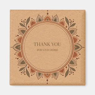 Rustic Kraft Paper Boho Square Gift Box Label Magnet