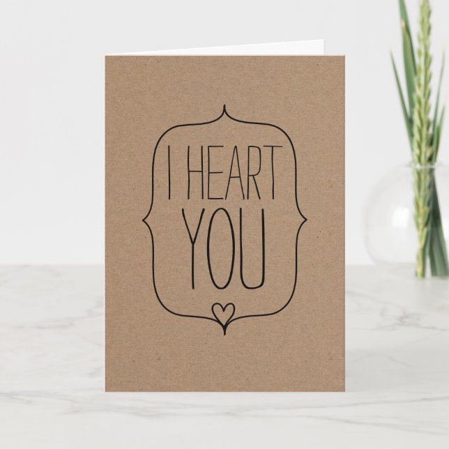 Rustic Kraft Paper Cute Heart Valentines Day Holiday Card (Front)