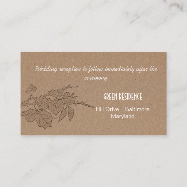Rustic Kraft Paper Fall Leaves Wedding Insert (Front)