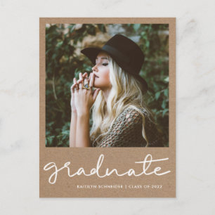 Rustic Kraft Paper Graduation Party Save The Date Postcard