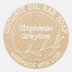 Rustic Kraft Paper Handmade Personalized Classic Round Sticker