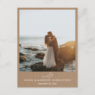 Rustic Kraft Paper Love And Thanks Wedding Photo Postcard