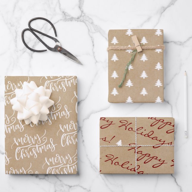 Rustic Kraft Paper Merry Christmas Happy Holidays (Front)
