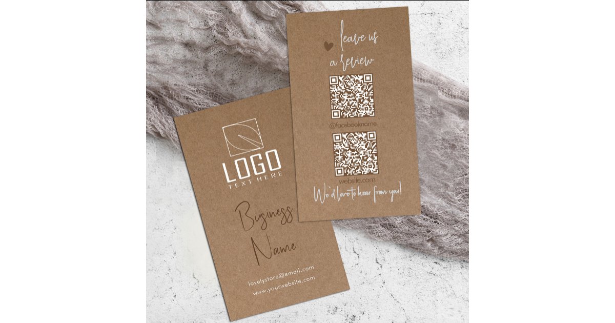 Qr Code Paper Card Rustic Kraft paper QR Code Business Card | Zazzle