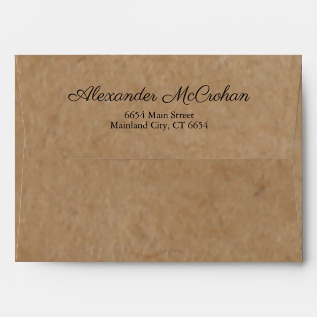 Rustic Kraft Paper Return Address Mailing Envelope (Back (Top Flap))