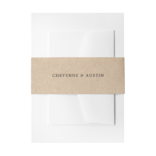 Rustic Kraft Paper Simple Barn Wedding Invitation Belly Band