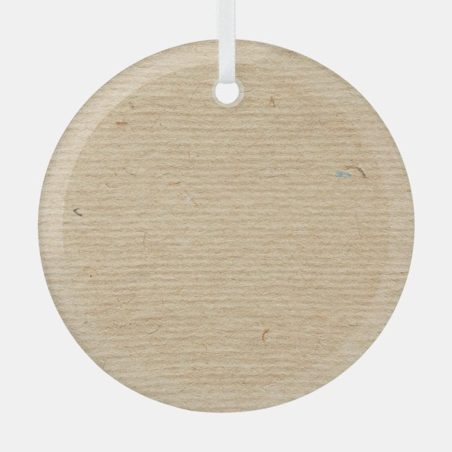 Rustic Kraft Paper: Textured Background. Glass Ornament (Front)