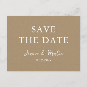 Rustic Kraft Paper Wedding Save The Date Announcement Postcard