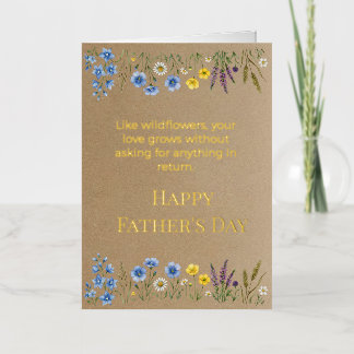 Rustic Kraft Paper Wildflower Father's Day Foil Greeting Card