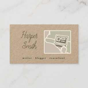 rustic kraft paper writer blogger business card