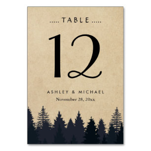 Rustic Kraft Pine Tree Forest Wedding Table Number
