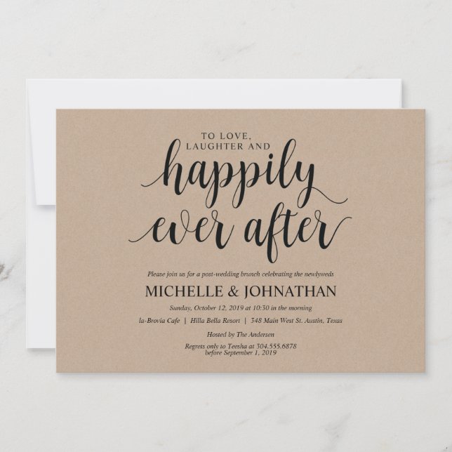 Rustic Kraft Post Wedding Brunch Invitation Card (Front)