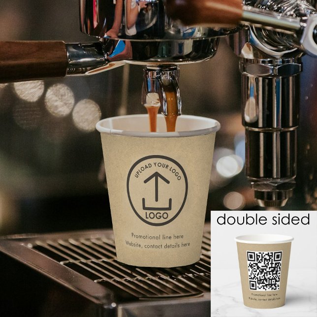 Rustic Kraft Professional Business Logo QR Code Paper Cups (Rustic Kraft Professional Business Logo QR Code Paper Cups)