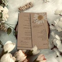Rustic Kraft Programme de mariage floral séché