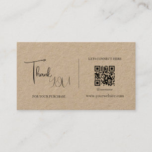 Rustic Kraft QR Code Thank You Card Discount Code