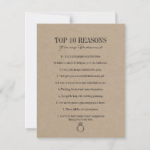 Rustic Kraft Reasons To Be My Bridesmaid Card