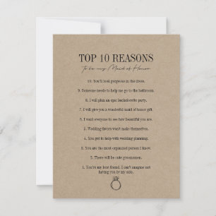 Rustic Kraft Reasons To Be My Maid of Honour Card
