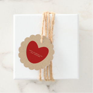 Rustic kraft red heart custom Valentine's Day Favour Tags