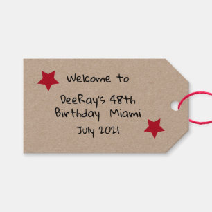 Rustic Kraft Red Star Welcome To Birthday Party   Gift Tags