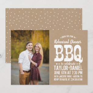Rustic Kraft Rehearsal Dinner BBQ Photo Invitation