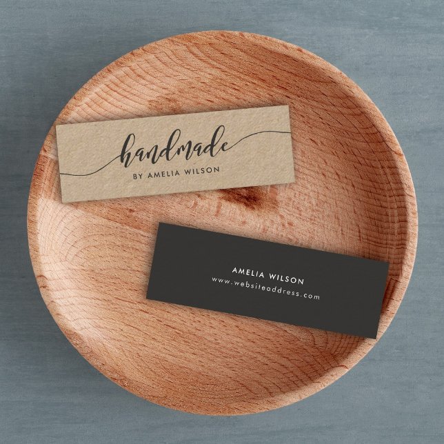 Rustic Kraft Relax Script Handmade Mini Business Card (Creator Uploaded)