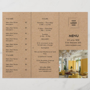Rustic Kraft Restaurant Takeout Menu Design